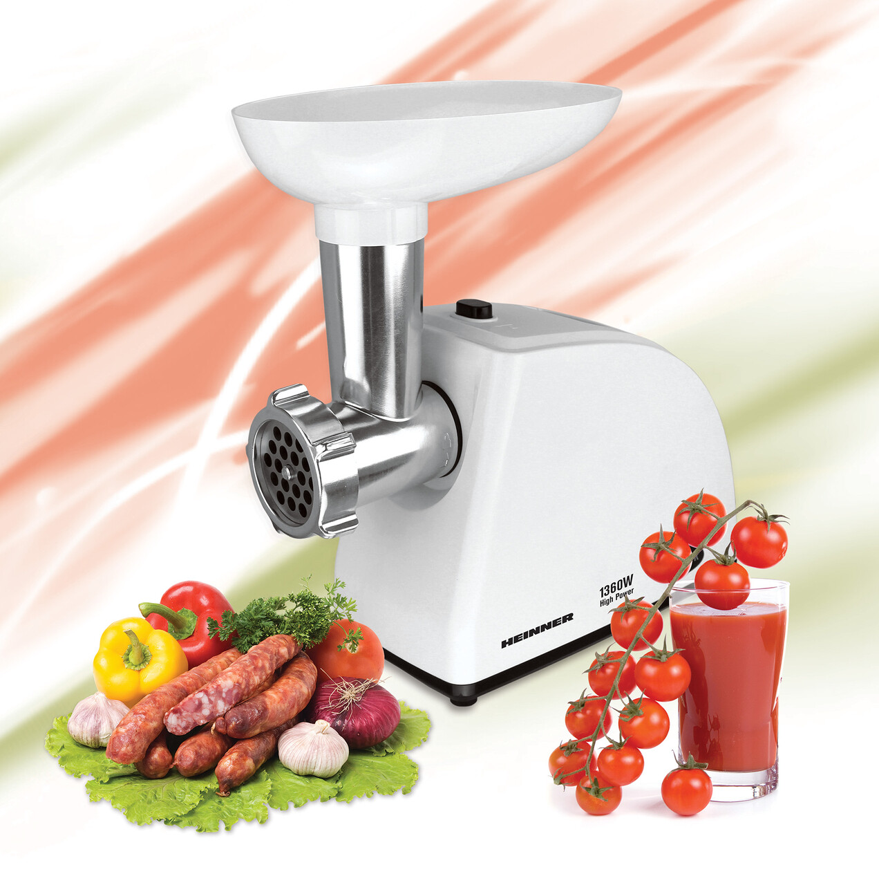 Masina de tocat Express, Heinner, 1360W, plastic/inox, alb - imagine 4